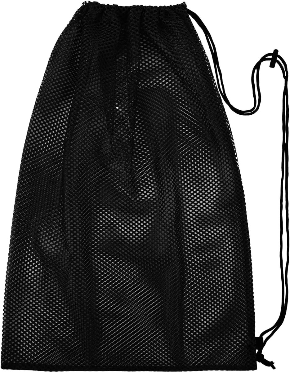 SnelShoppen - Mesh Drawstring Bag - Zwart - Multifunctionele Gymtas voor Jongens en Meisjes - Ideaal voor Sport, Zwemmen, Strand, Reizen, en Dagelijks