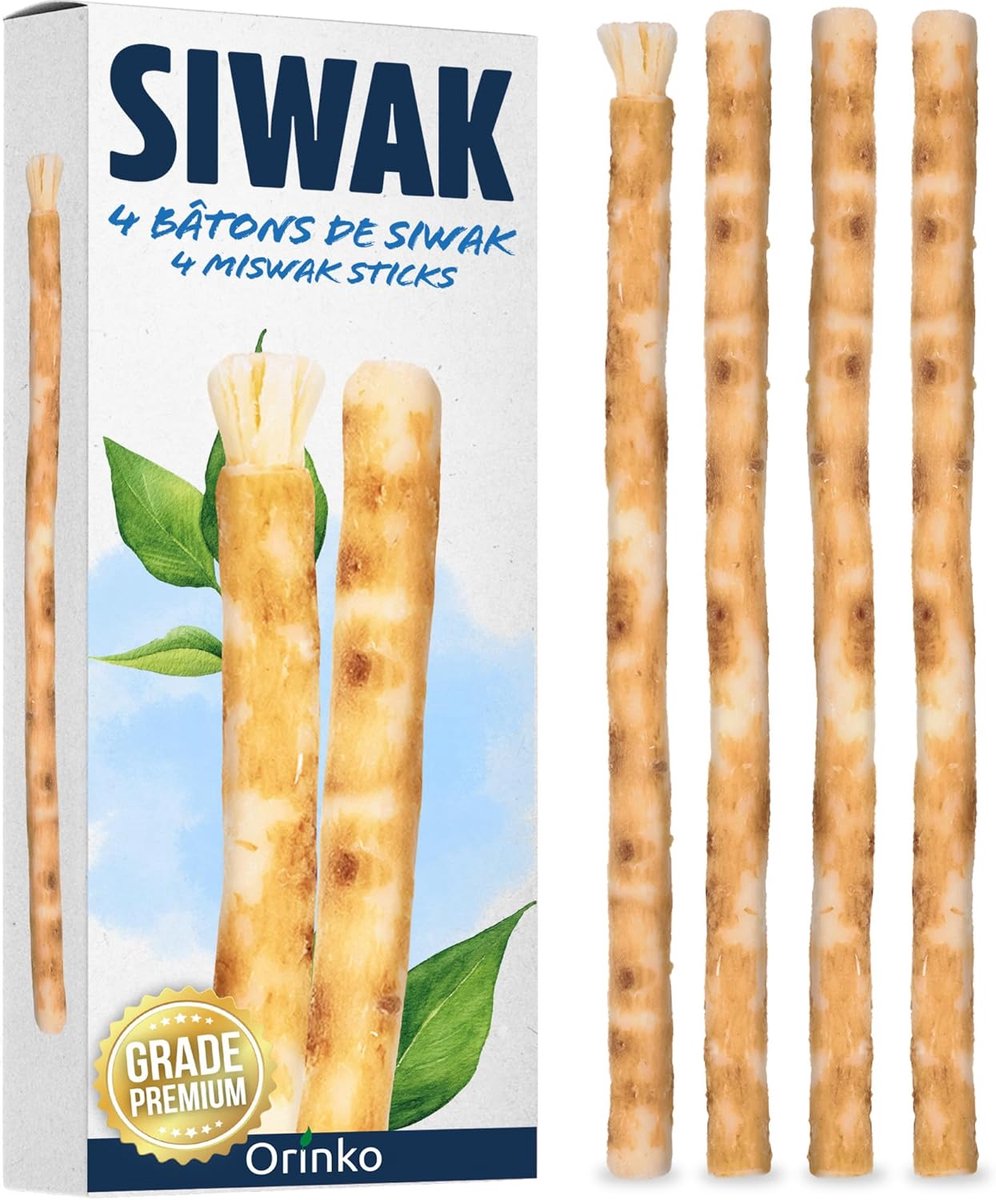 SnelShoppen - Miswak Sticks x4 - Natuurlijke Tandverzorging met Siwak Tandenborstel Sticks - Traditionele Mondverzorging - Biologisch en Duurzaam - Pe