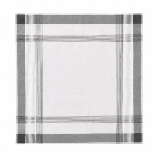 Witte zakdoek met grijze rand en strepen.