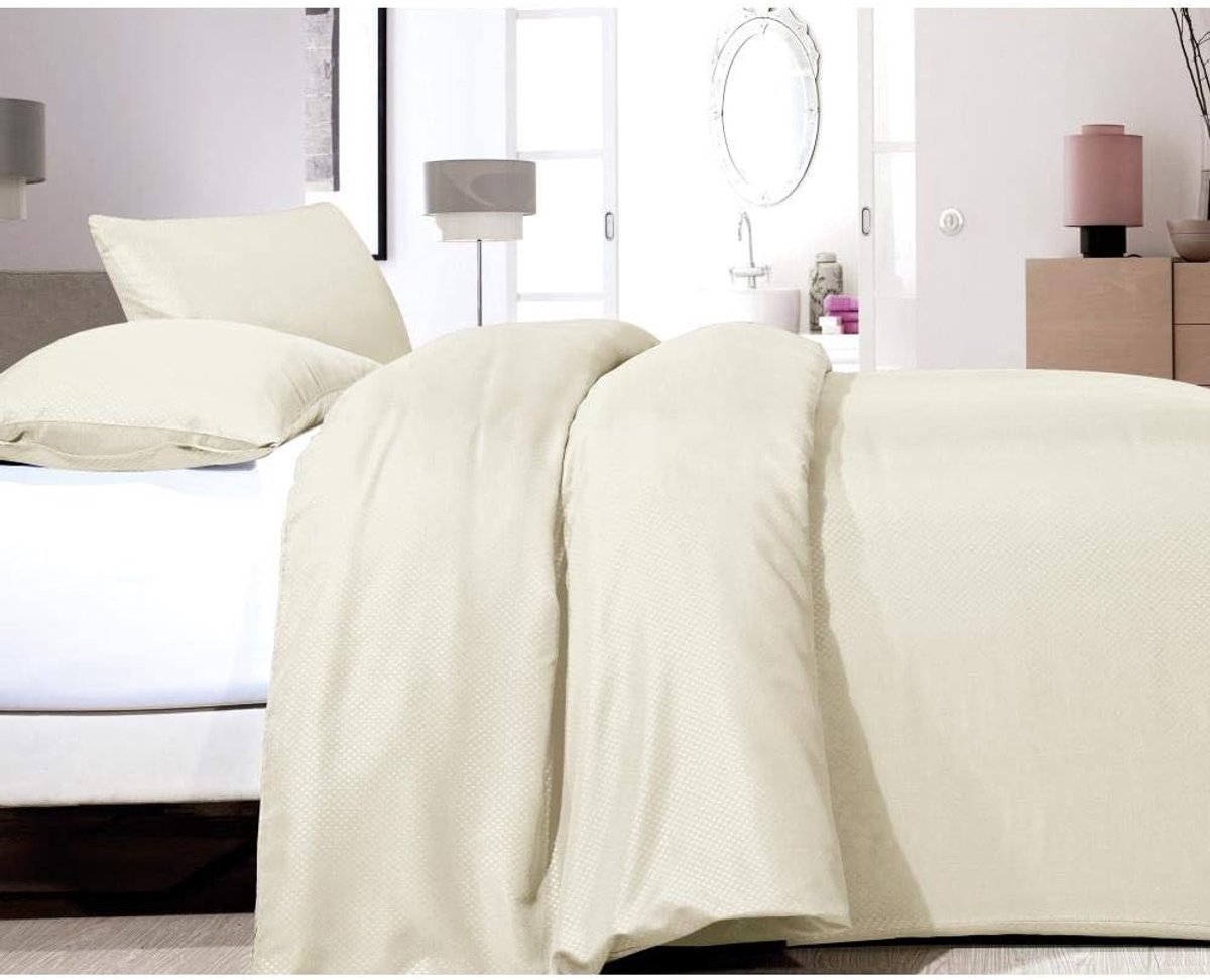 SnelShoppen - Duvet Cover Set Satin Point 140x200/220 + 1 Kussenhoes 60x70, Modern Bedlinnen, Lichtgewicht Microfibre, Crème, Anti-allergisch, Non-Iro