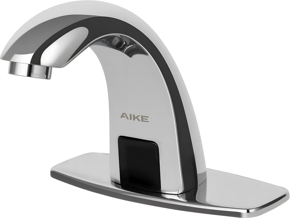 SnelShoppen - Touchless Kraan Badkamer, Automatische Sensor Faucet Enkel Gaatje met Dekplaat voor Commercieel Toilet, Chroom, Eenvoudige Installatie