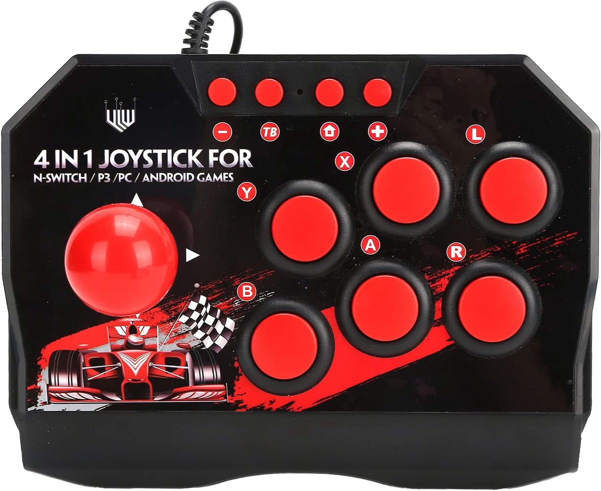 SnelShoppen - Arcade Fight Stick, Wired Joystick voor PC, PS3 en Switch, Ergonomische Controller met USB Aansluiting, Retro Gaming Accessoires