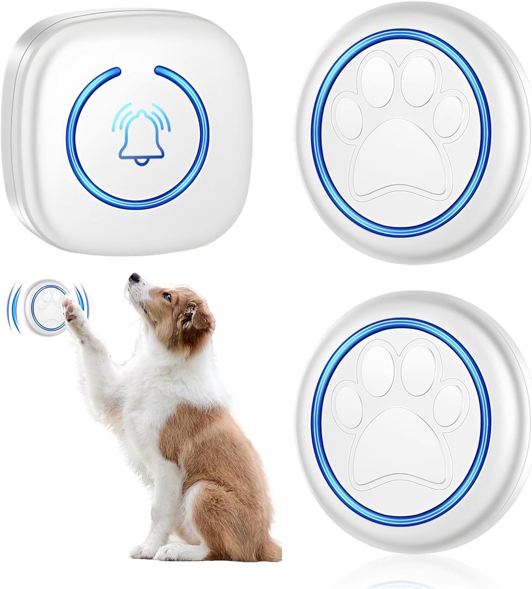SnelShoppen - Draadloze Trainingsbel met 1 Ontvanger en 2 Transmitters, Waterproof Elektronische Deurbel, 60 Ringtones, EU Plug, Perfect voor Honden T