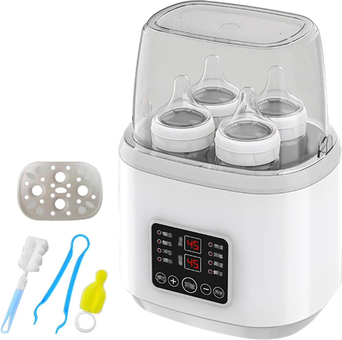SnelShoppen - 8-in-1 Babyfles Verwarmer en Sterilisator, Snelle Babyvoeding, BPA Vrij, LCD Display, Melk Verwarmer, Ontdooien, Steriliseren, Eieren St