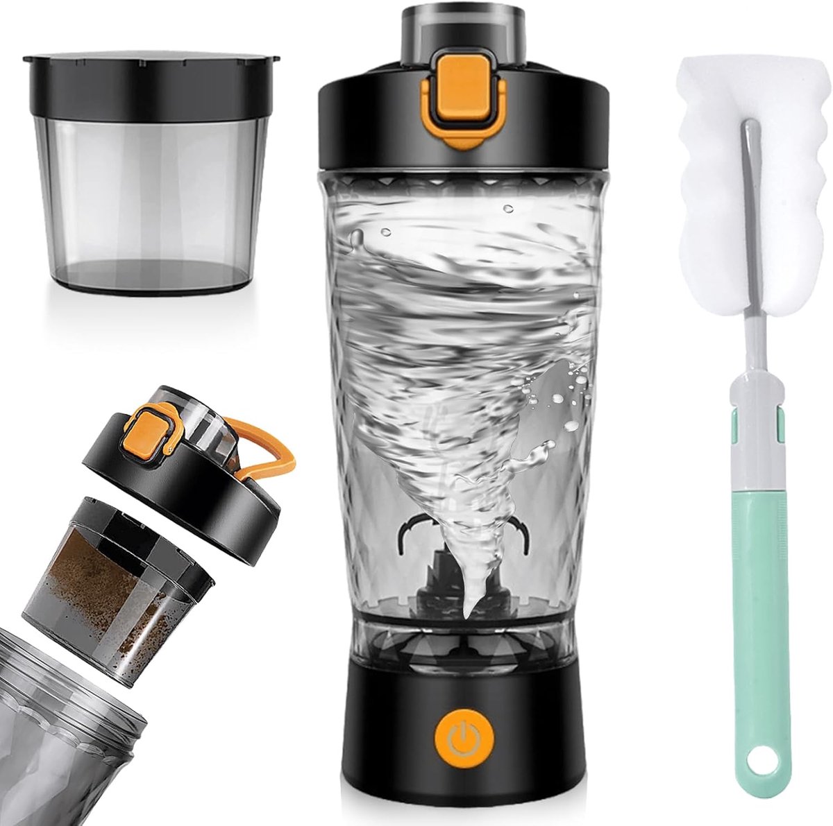 SnelShoppen - Elektrische Shaker voor Eiwitshake 600ML - USB Oplaadbare Mixers voor Sport & Fitness - Lekvrije Tritan Shaker met Poedercompartiment -