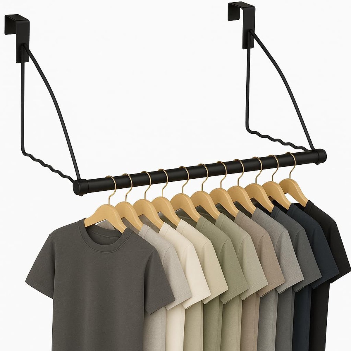 SnelShoppen - Over The Door Hooks - Badkamer Hangers voor Kleding & Handdoeken - Zwart, Ruimtebesparend, Eenvoudig te Installeren, 2 Stuks