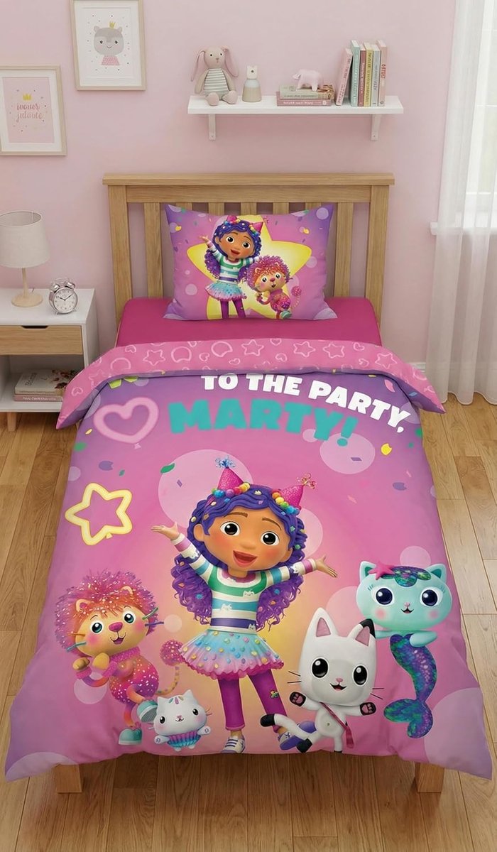 SnelShoppen - Kinderen Bedlinnen Set - Duvet Cover 140 x 200 cm + Kussenhoes 70 x 90 cm - Omkeerbaar Beddengoed voor Meisjes - Zachte Microvezel - Mac