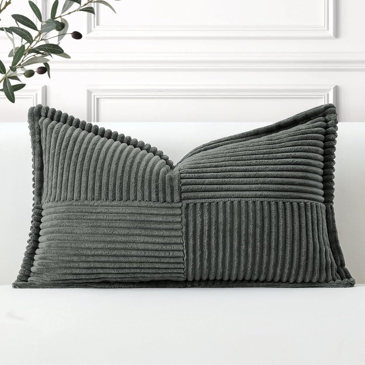 SnelShoppen - Corduroy Kussenhoes 40x60 cm - Zachte Decoratieve Kussenhoes voor Sofa, Woonkamer, Slaapkamer - Elegante Kussenhoes met Verborgen Rits -