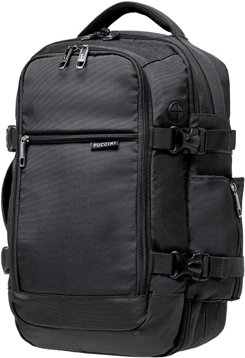 SnelShoppen - Multifunctionele Handbagage Rugzak voor Ryanair - Onder Zitplaats Cabin Bag - Reisrugzak voor Mannen en Vrouwen - Zwart 40x20x25cm (18L)