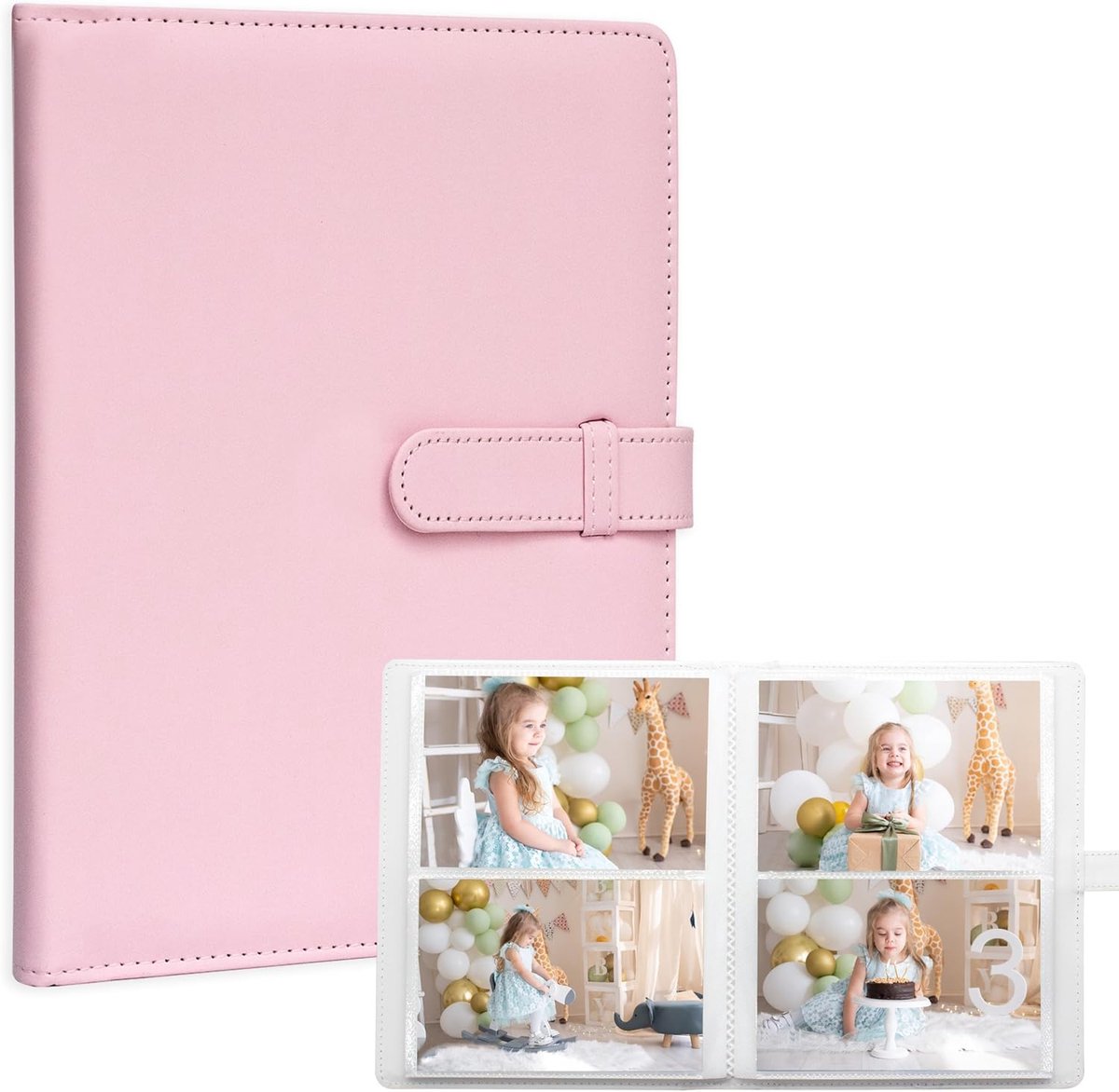 SnelShoppen - 6x4 Foto Album - 152 Pockets Vegan Leer Geheugen Album Boek, Geschikt voor Familie, Bruiloft, Kinderen, Baby's - Roze