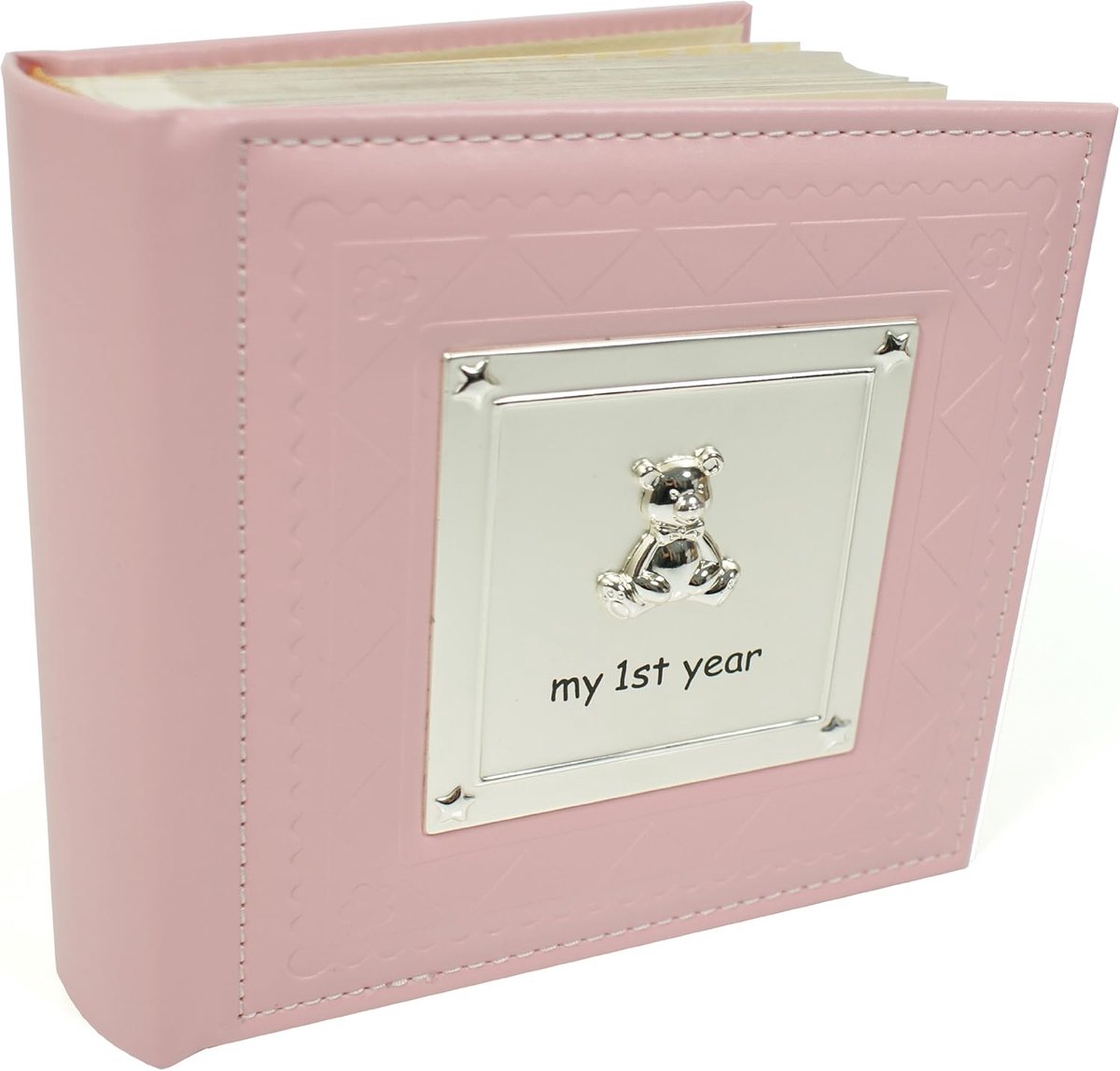 SnelShoppen - Eerste Jaar Foto Album Meisje Roze, Baby Herinneringen Album, Kaarten en Papier, 6x4 Fotoformaat, Perfect Kraamcadeau voor Babyshower of