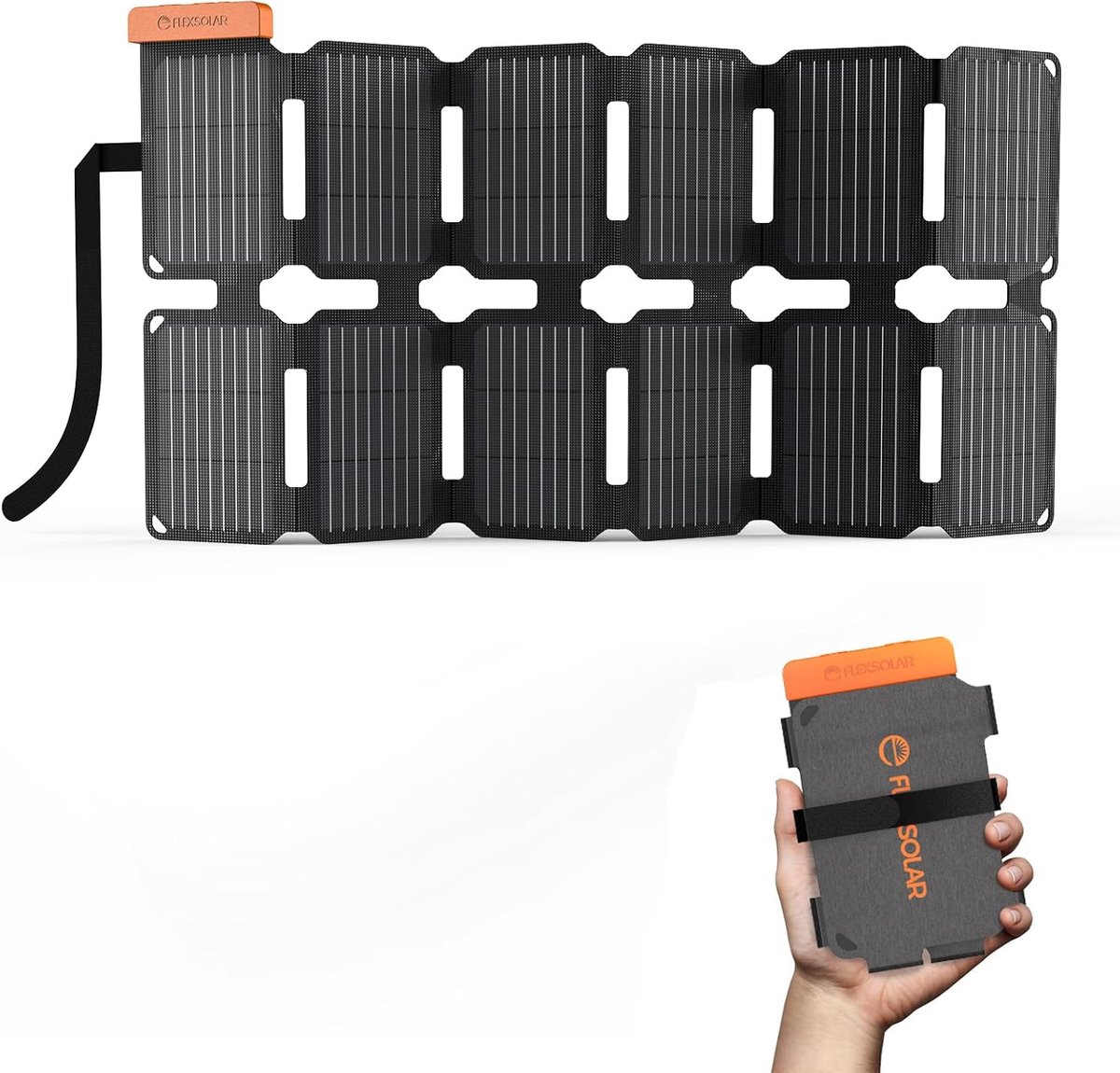 SnelShoppen - Vouwbare Mini Zonnecharger 36W Waterdicht E-Film Zonnepaneel Draagbaar met USB-A/USB-C/DC Aansluitingen voor Power Stations, Smartphones