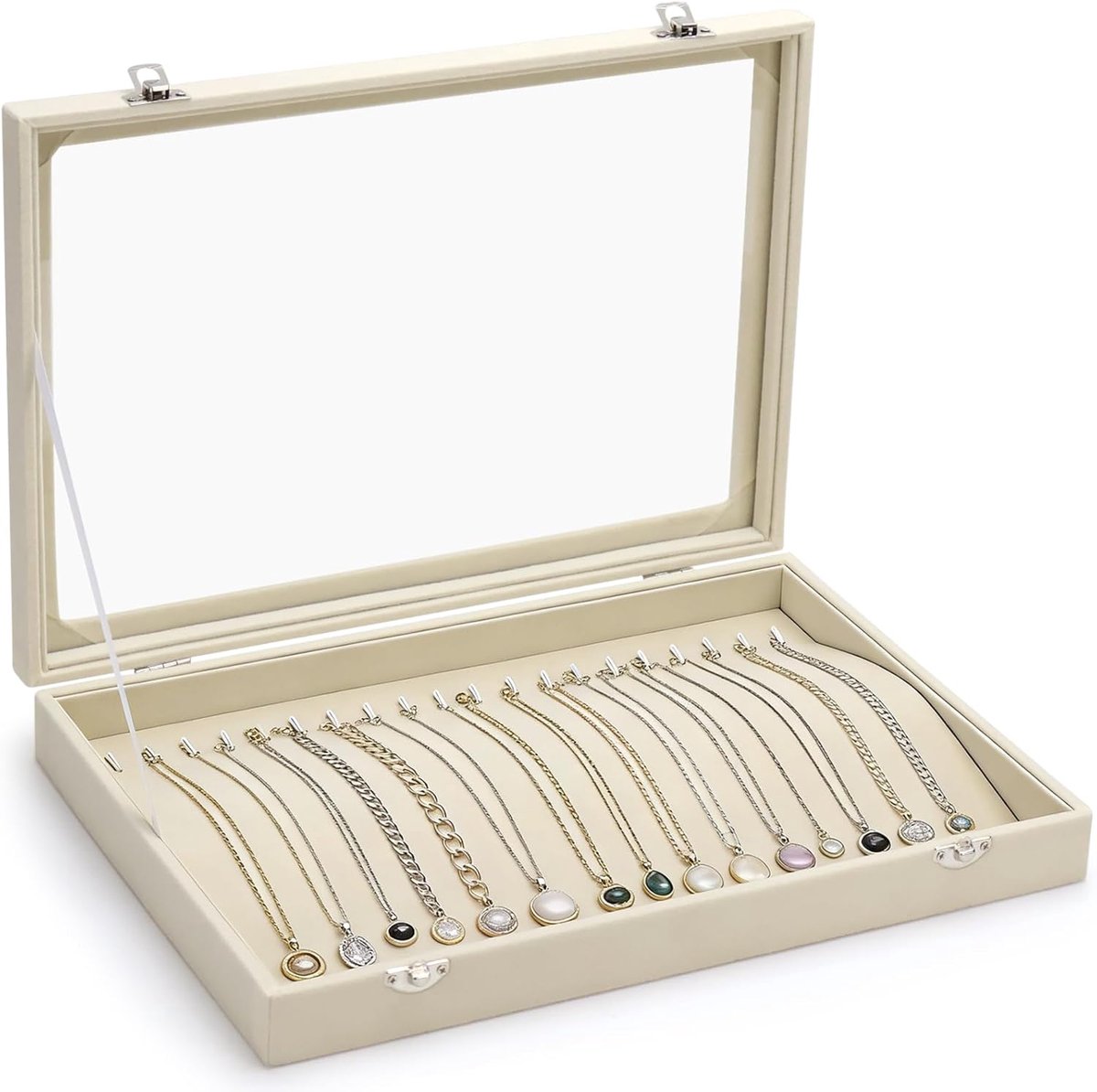 SnelShoppen - Chain Storage Box met 20 Haken, Sieradenopslag voor Kettingen, 35 x 24 x 5 cm, Hoogwaardige Materialen, Kledingaccessoires, Geschenken v