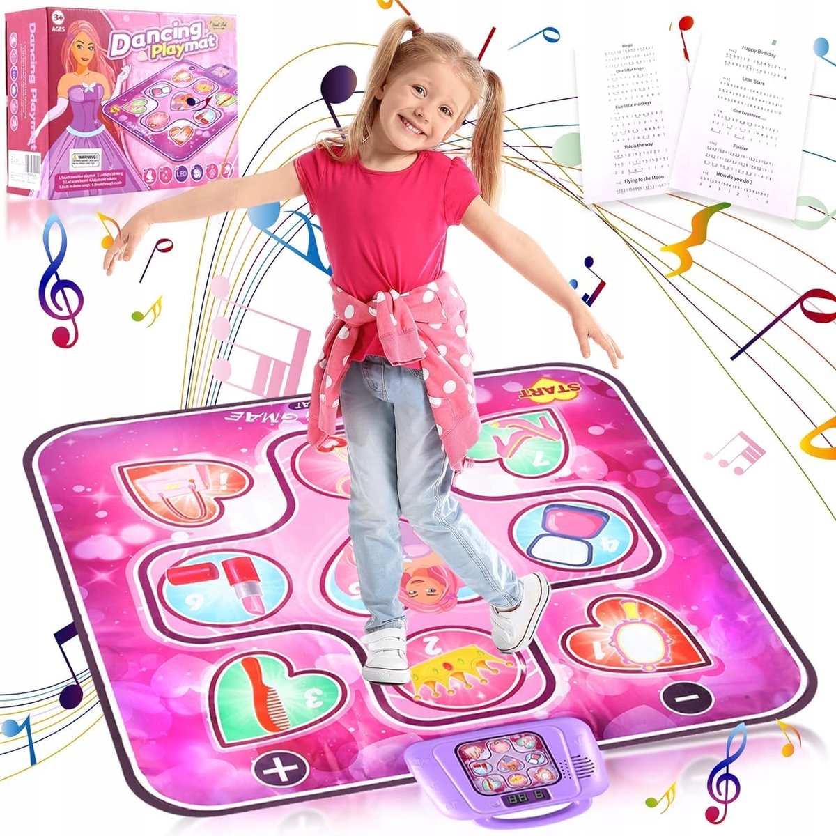 Muzikale dansmat - kinderspeelgoed - Speelmat - 6 modi - LED-lampjes - volume regelbaar - antislip - opvouwbaar - binnen- en buitenspeelgoed - Ideaal cadeau voor kinderen