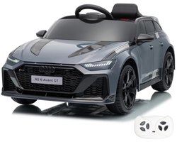 Audi RS6 GT Elektrische Kinderauto 12V 1 tot 6 jaar - Limited Edition Accuvoertuig met Afstandsbediening, EVA wielen & 3-puntsgordel - Kindervoertuig met Werkende Deuren & MP3-speler - Grijs