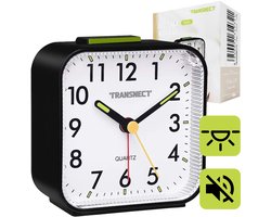 TRANSNECT® - Digitale Wekker Analoog - met Snooze - Geen Tikken - met Verlichting - Energieklasse A+++ - Zwart