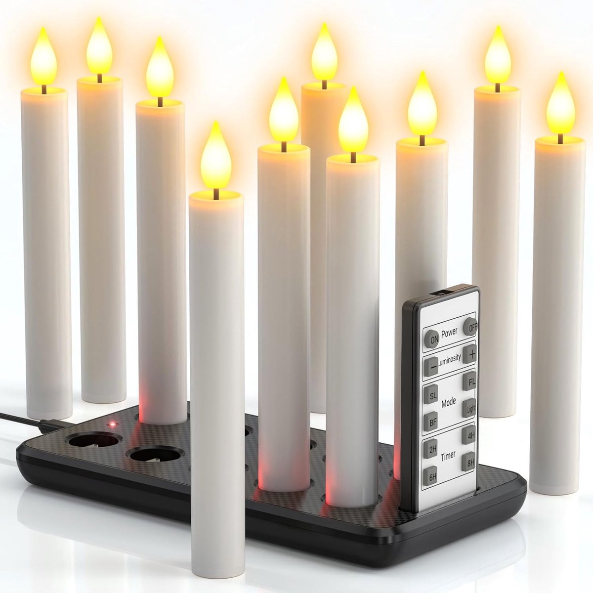 Oplaadbare LED Kaarsen - Nepkaarsen Vlamloos - Sfeer Creëren - Met Afstandsbediening - 10 Stuks - Warm Wit