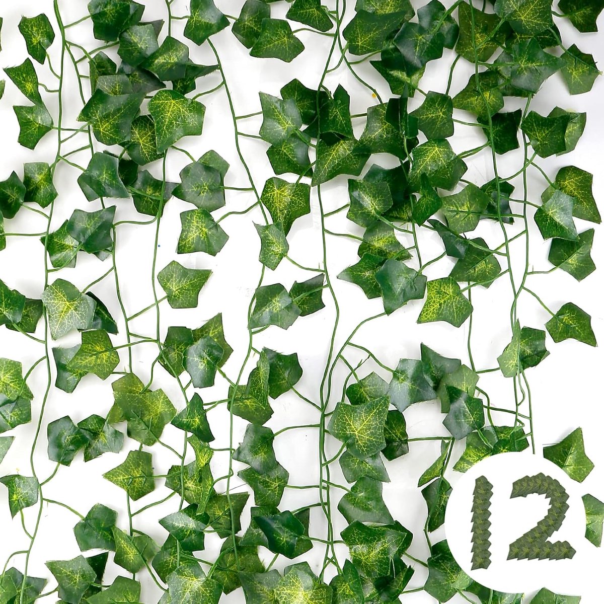 SnelShoppen - 12 Stuks Kunstmatige Klimop Slinger - 84 Ft Nep Klimop Plant Decoratie voor Bruiloft, Keuken, Tuin, Feest, Muurdecoratie - Veilig en Mil