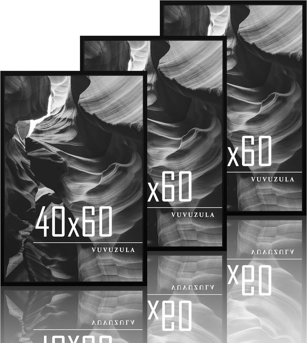 SnelShoppen - Fotolijst 40 x 60 cm Set van 3 - Zwart Houten MDF Lijst - Perfect voor Thuis, Kantoor, Feestdecoratie - Moderne Wanddecoratie
