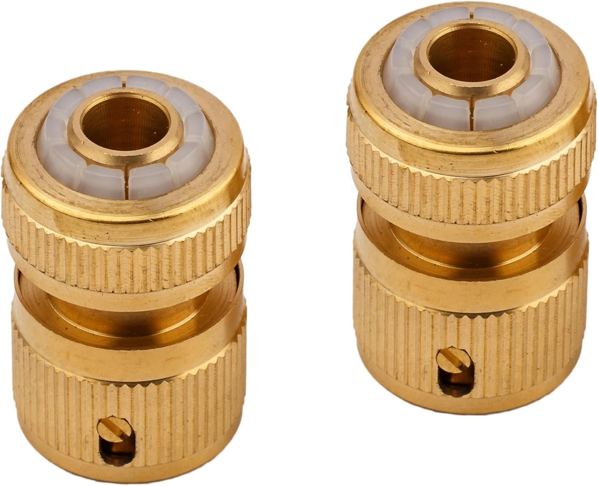 SnelShoppen - 2 x Messing Tuinslang Snelle Aansluitingen - 1/2" (13mm) Tuinslang Fitting - Verbindingselementen voor Tuin, Watergeven, Tuinieren
