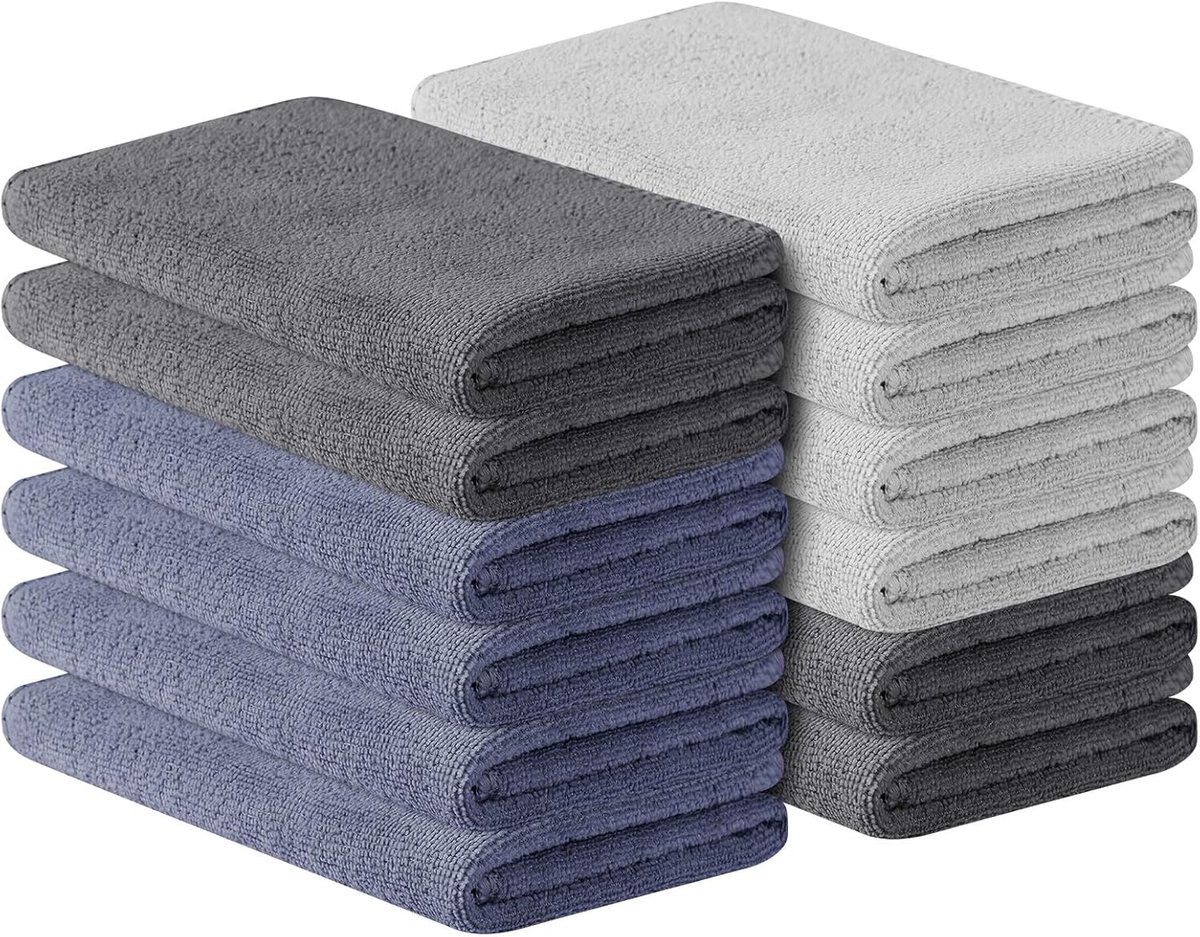 SnelShoppen - 12-delige Handdoekset Superfijne Microvezel Washandjes, Hotelkwaliteit, Ultra Zacht en Hoog Absorberend, Machinewasbaar voor Badkamer, K
