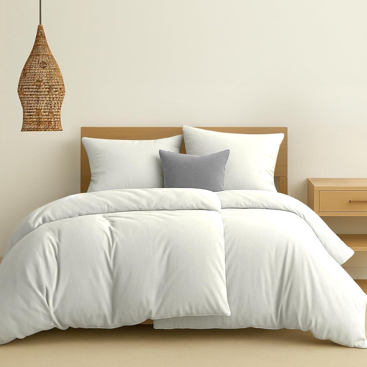 SnelShoppen - Luxe Bedlinnen Set 135x200 - Witte Dekbedovertrek en Kussenslopen - 4-delige Set in Versterkt Katoen - Oeko-Tex Gecertificeerd - Ideaal