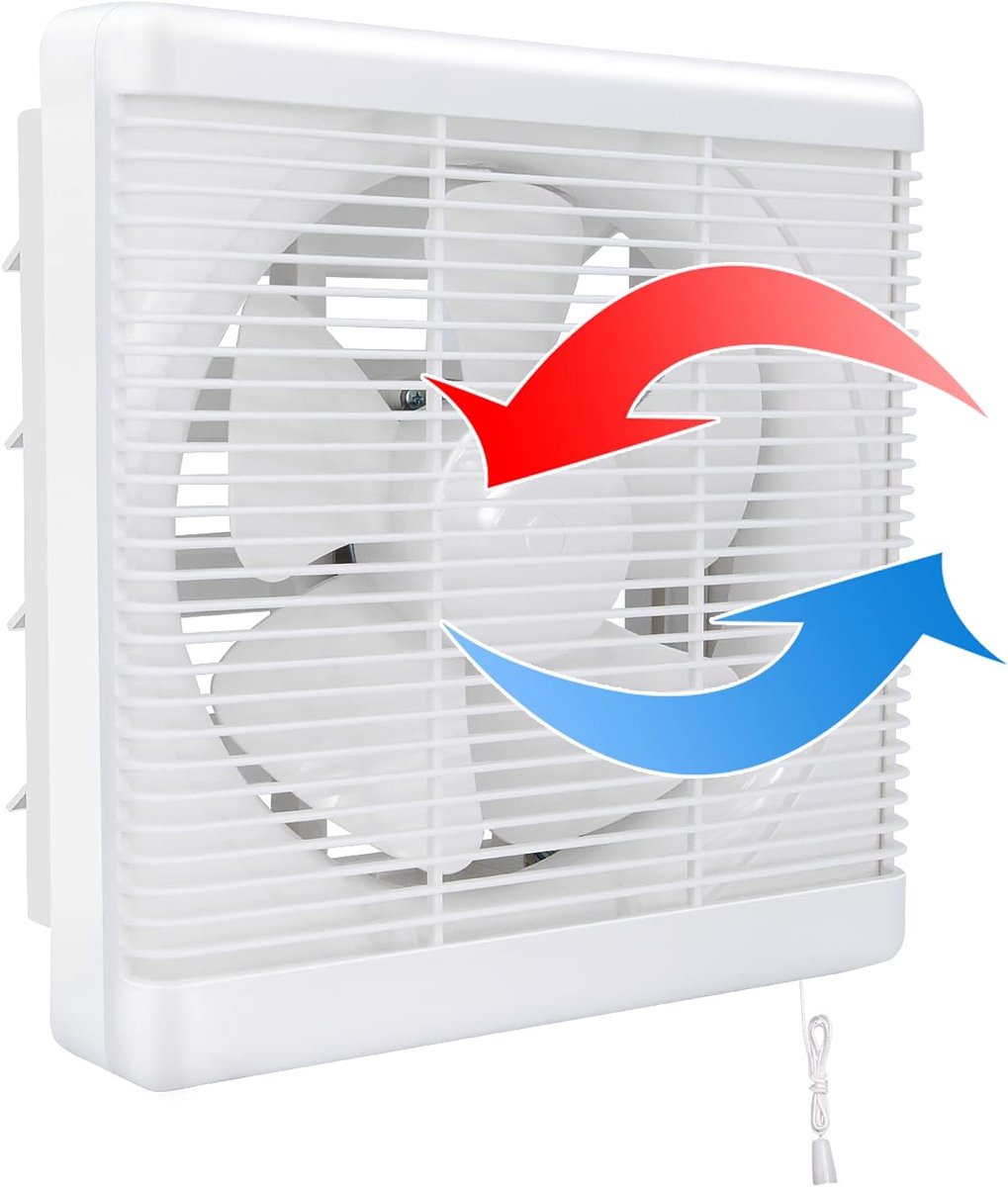 SnelShoppen - Ventilator 500 m³/h Ø 200 mm - Reversible Wandventilator voor Keuken, Badkamer, Zolder en Kelder - Sterke Luchtstroom, 2 Richtingen, Muu