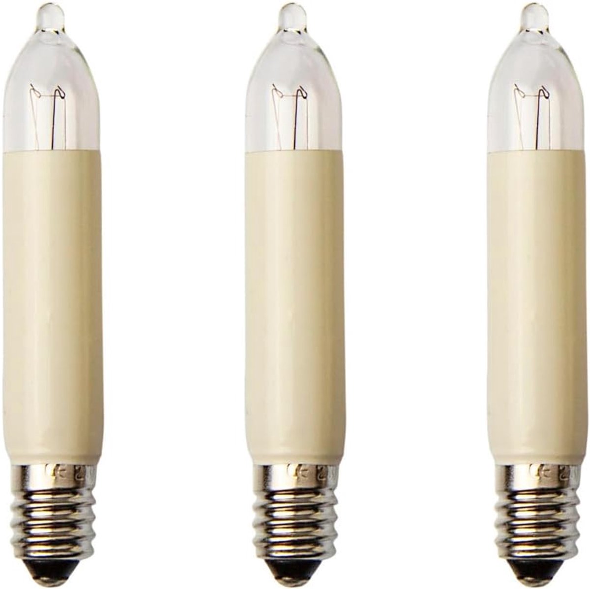 SnelShoppen - Vervangende Kaarsen E10, 12V, 3W voor Lichten, 3 Stuks, Ideaal voor Kaarsenboog en Lichtkettingen, 22 Lumens, Perfect voor Feesten en Tu