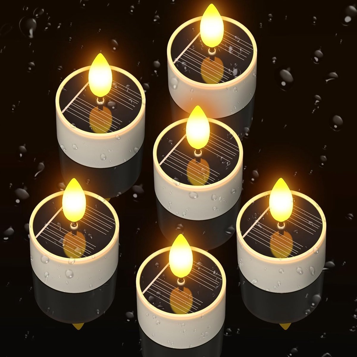 Zonne LED Kaarsen - Vlamloze Theelichtjes - Buiten Decoratie - Automatisch Aan/Uit - 6 Stuks - Warm Wit