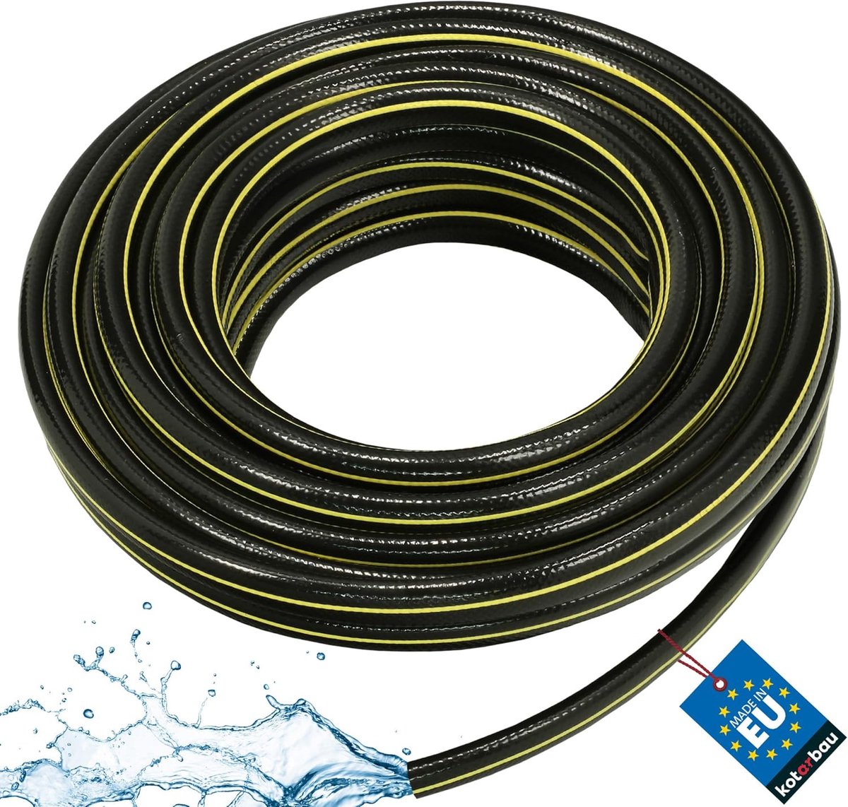 SnelShoppen - Tuinslang 1/2 Inch 20 m - 4-Laags Versterkte PVC Tuinslang - Zwart Geel - Professioneel voor Planten Water geven - Anti-Twist Systeem