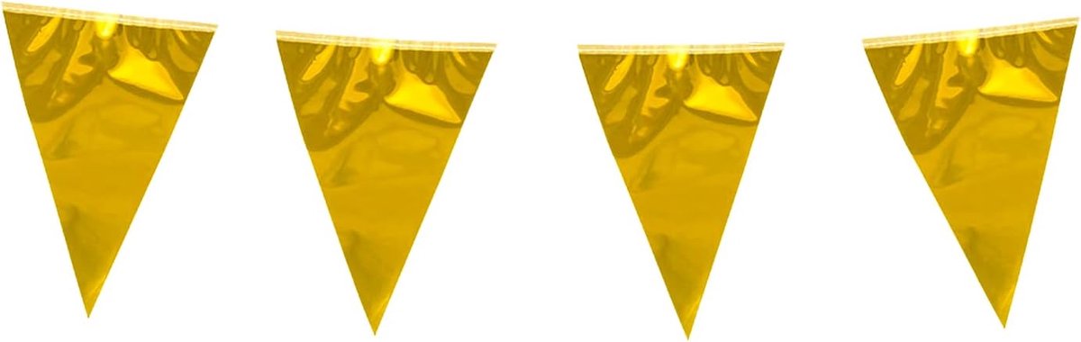 Vlaggetjesslinger - Feestdecoratie slinger - Feestelijke sfeer creëren - Extra grote wimpels - 10 meter - Goud