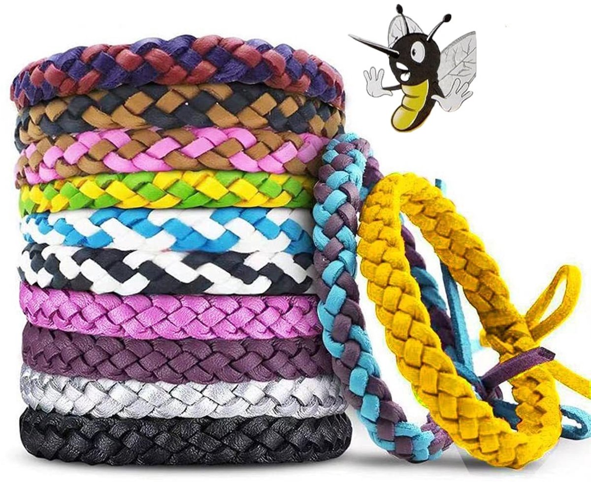 12 Stuks Anti Muggen Armband - Anti-Muggenarmband - Anti Muggen - Muggen Bescherming - Anti Mug - Muggenwerende - Citronella Muggenbandjes & Muggenstickers voor Volwassenen & Kind
