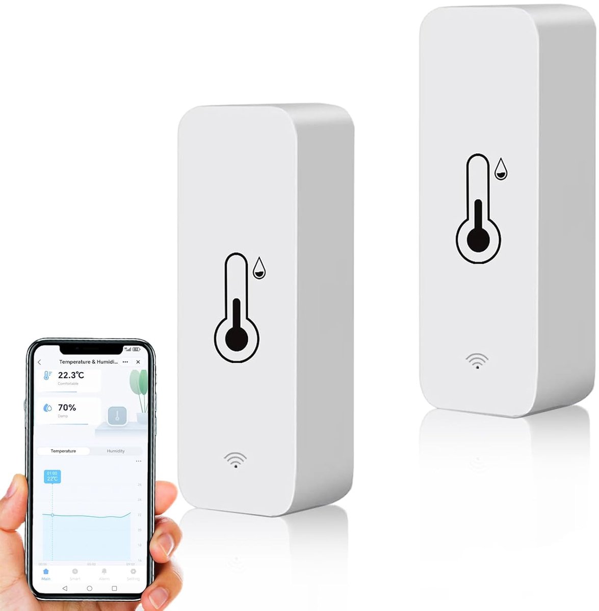 SnelShoppen - WLAN Smart Thermometer Hygrometer - Digitale Mini Temperatuur en Vochtigheid Sensor - Real-time Monitoring voor Binnen, Compatibel met A