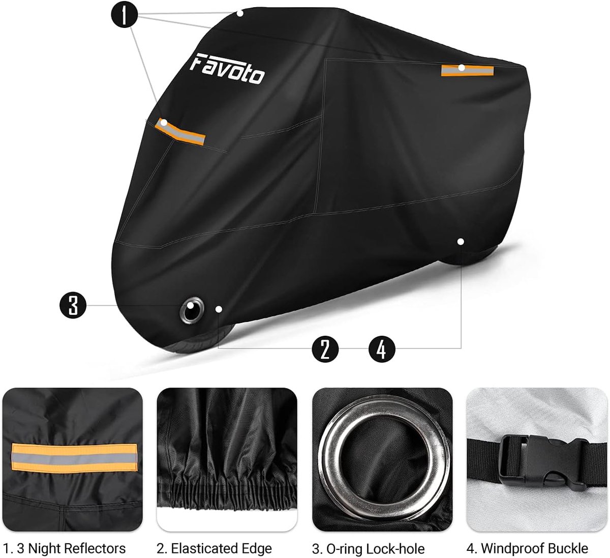 SnelShoppen - Waterproof Motor Fietshoes voor Binnen en Buiten, 210T Oxford Stof, Dubbel Gestikt, 225cm x 105cm x 125cm, Met Reflecterende Elementen,