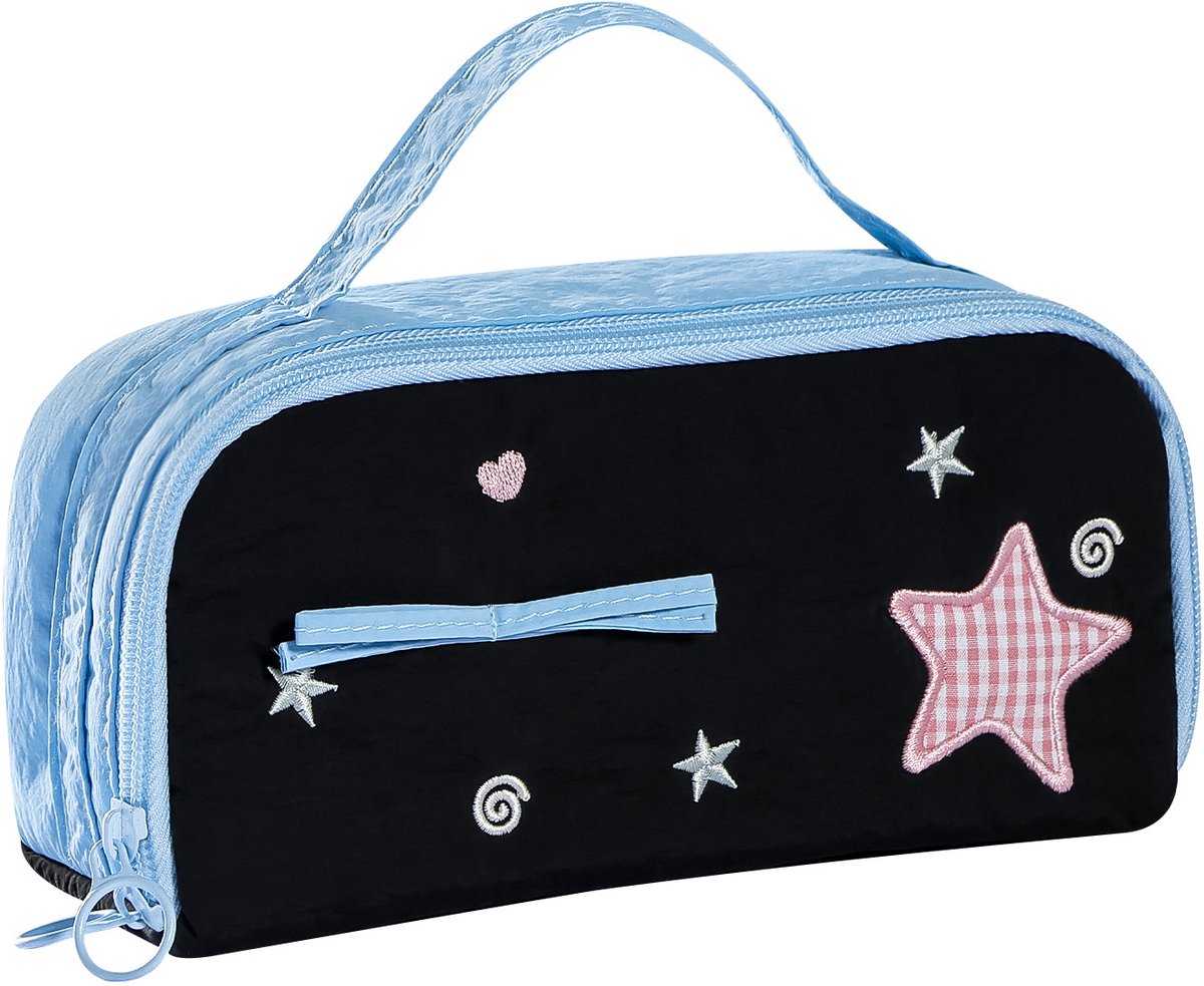 Stijlvolle Etui met Strik - Geborduurde Pennenzak voor School en Kantoor - Ruime Organizer Tas met 4 Vakken - Duurzame Stoffen Etui voor 50+ Pennen