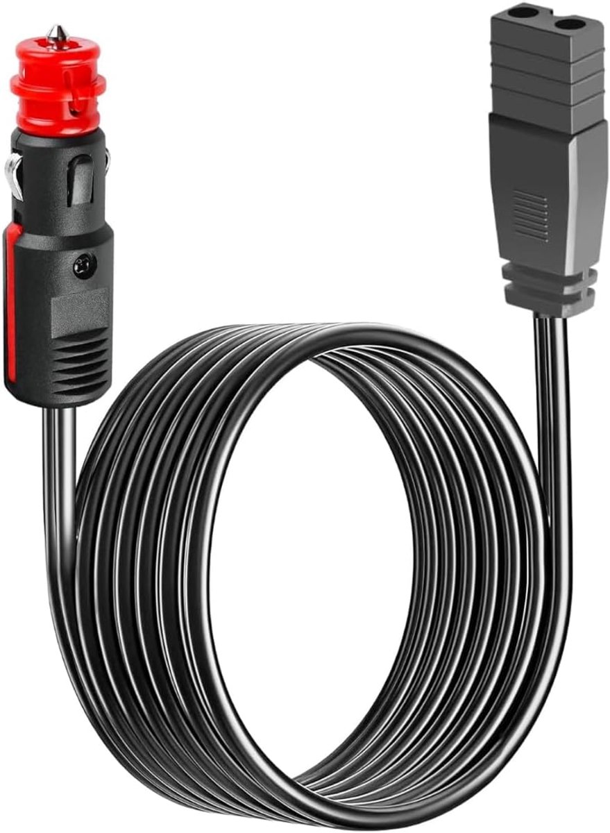 SnelShoppen - 12V/24V Auto Koelbox Vervangingskabel - 3.5m DC Kabel voor Mini Koelkast en Cooler Box - Sigarettenaansteker, 2-Pins Aansluiting, Geschi