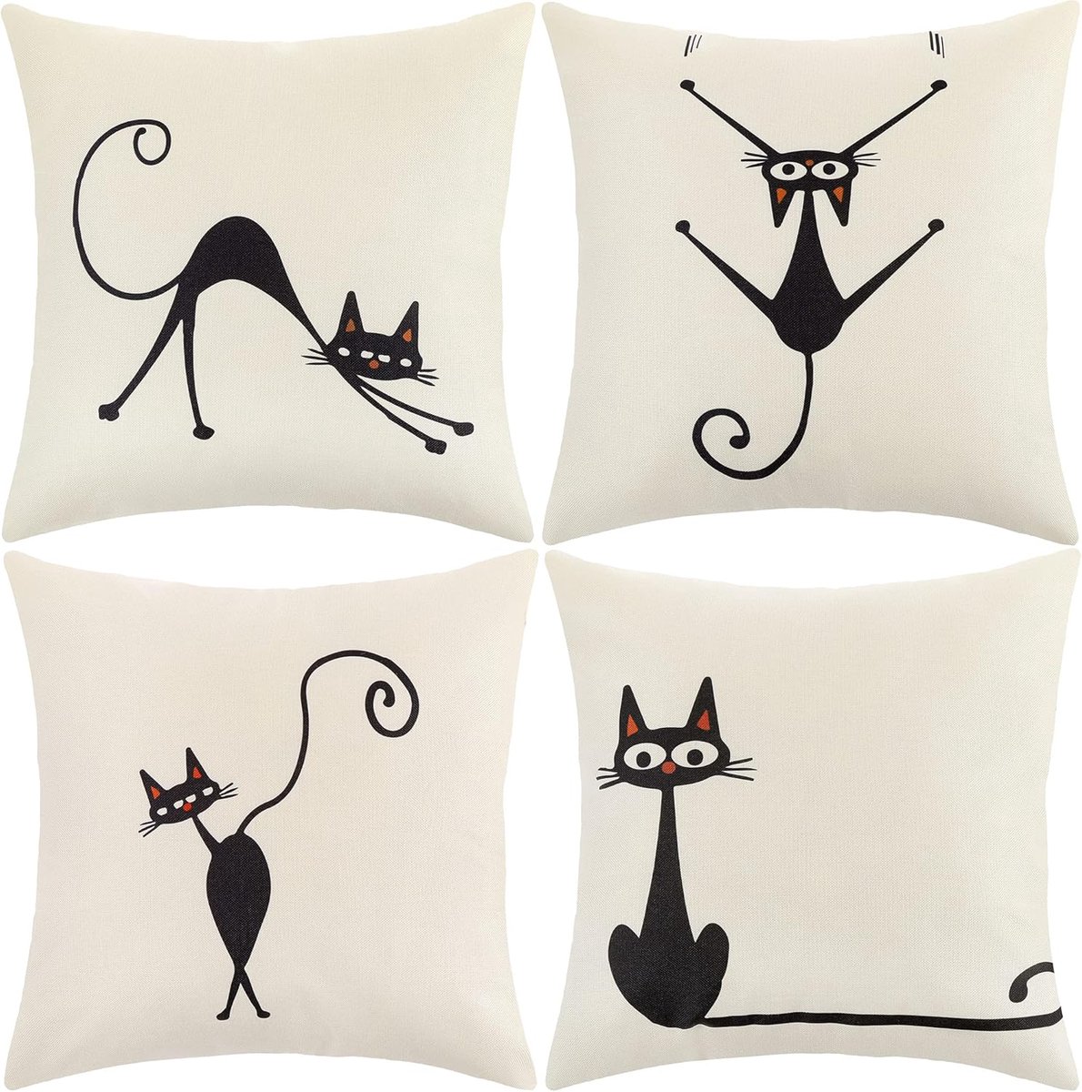 SnelShoppen - Velvet Kussenhoezen 45x45cm 4-Pack Decoratieve Kussenhoezen voor Bank, Woonkamer, Auto - Zachte Kat-Linnen Kussens