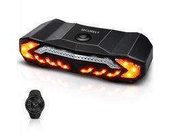 Securely 5-in-1 Fietsachterlicht met Alarm en Afstandsbediening – Richtingaanwijzers – Automatisch Remlicht – Elektronische Fietsbel – IP65 Waterbestendig – USB-C Oplaadbaar – voor Fiets, E-bike, Fatbike en Mountainbike