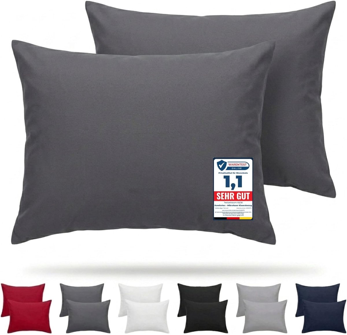 SnelShoppen - Set van 2 Premium Kussenhoezen 50x70 cm - Super Zacht en Ademend Microfiber - Anthraciet - Perfect voor Slaapkamer, Woonkamer en Buiteng