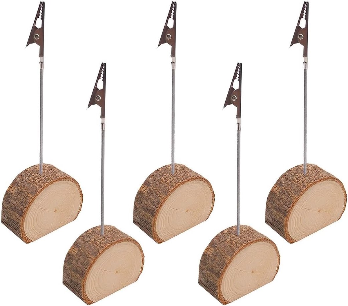 Set van 5 Fotohouders met Krokodillenklem en Houten Voet - Ideaal voor Foto's, Kaarten en Decoratie