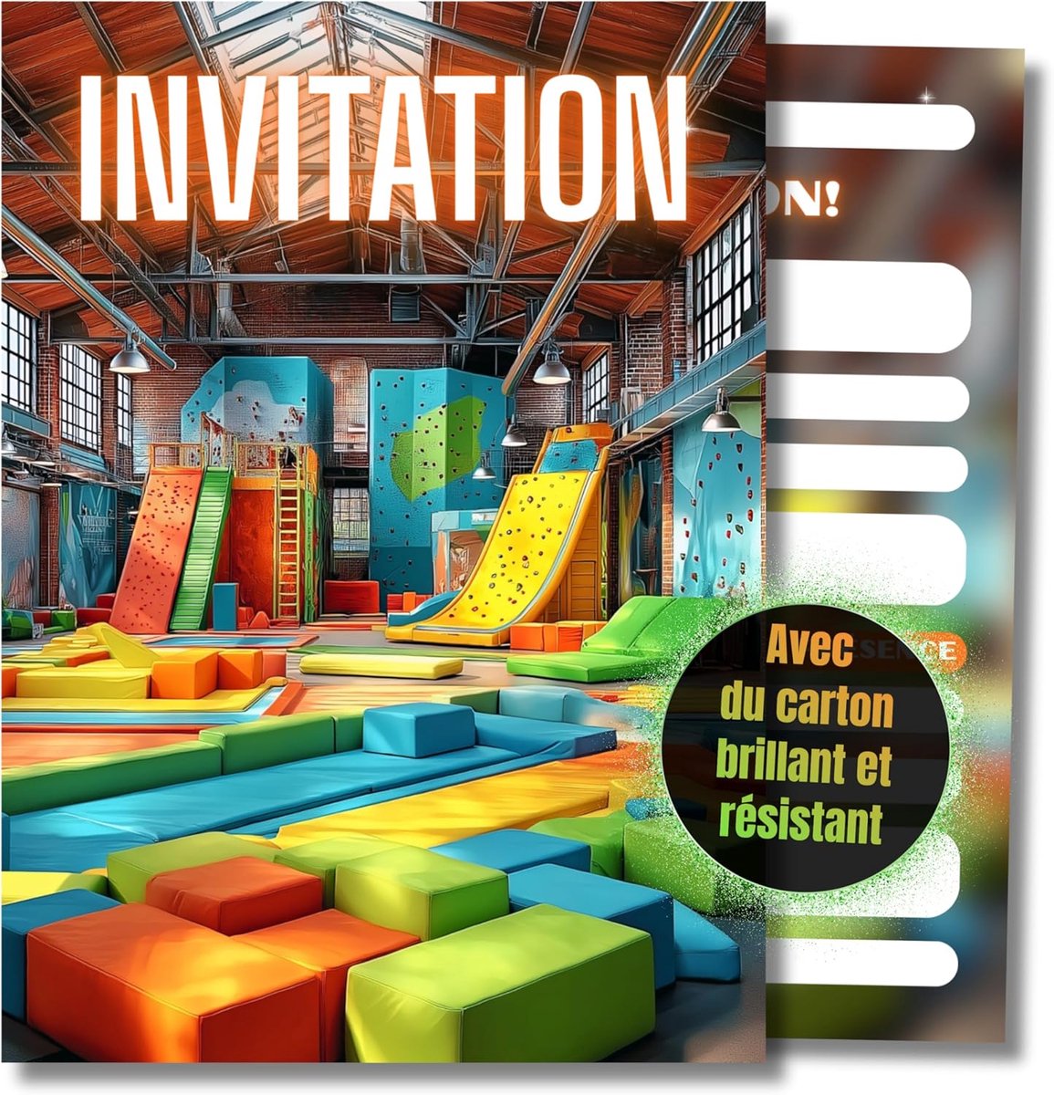 SnelShoppen - 12 Stuks Uitnodigingen Verjaardag Binnen Speelruimte Jongens - DIN A6 - Toegangsticket Toboggan - Feest Decoratie - Kinderfeestje - A4 K