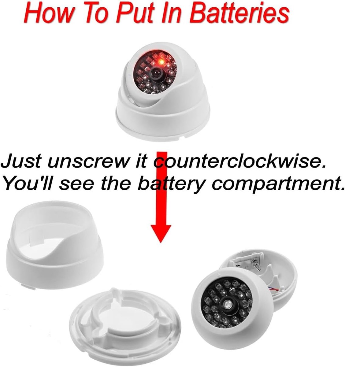 SnelShoppen - Dummy Fake Surveillance CCTV Dome Camera met LED Flitslicht voor Binnen en Buiten, Imitatie Beveiliging, Wit, Veiligheid Verhogen, 2 Stu