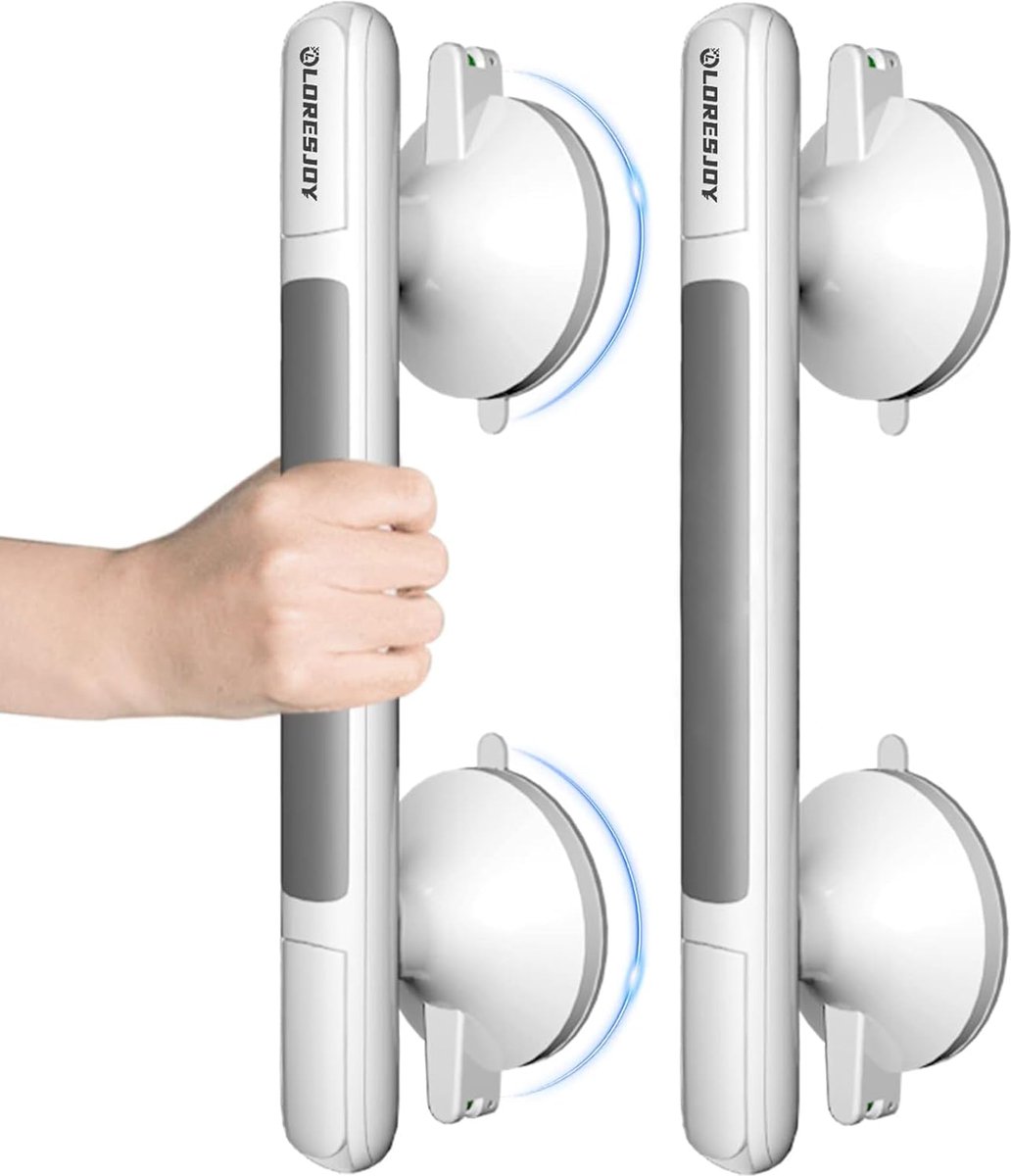 SnelShoppen - 2Pcs Bad Handgreep met Zuignappen, Badkamer Steun Handvat, Veiligheids Handgreep voor Douche, Geen Gereedschap Nodig, 2 Stuks