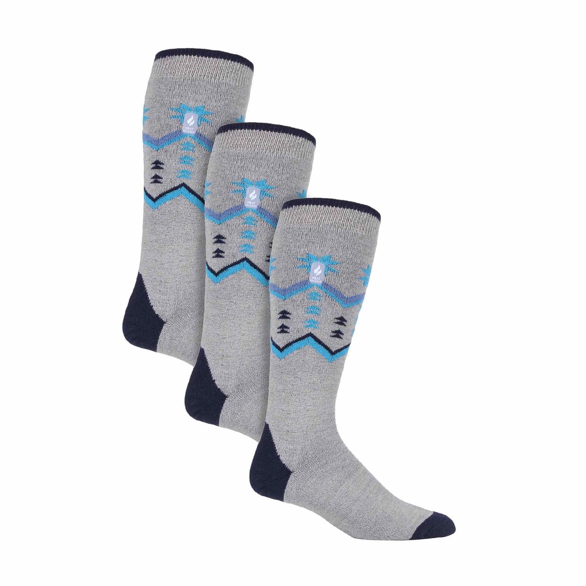 Heat Holders 3 paar Ultra Lite skisokken voor heren Grijze Fairisle