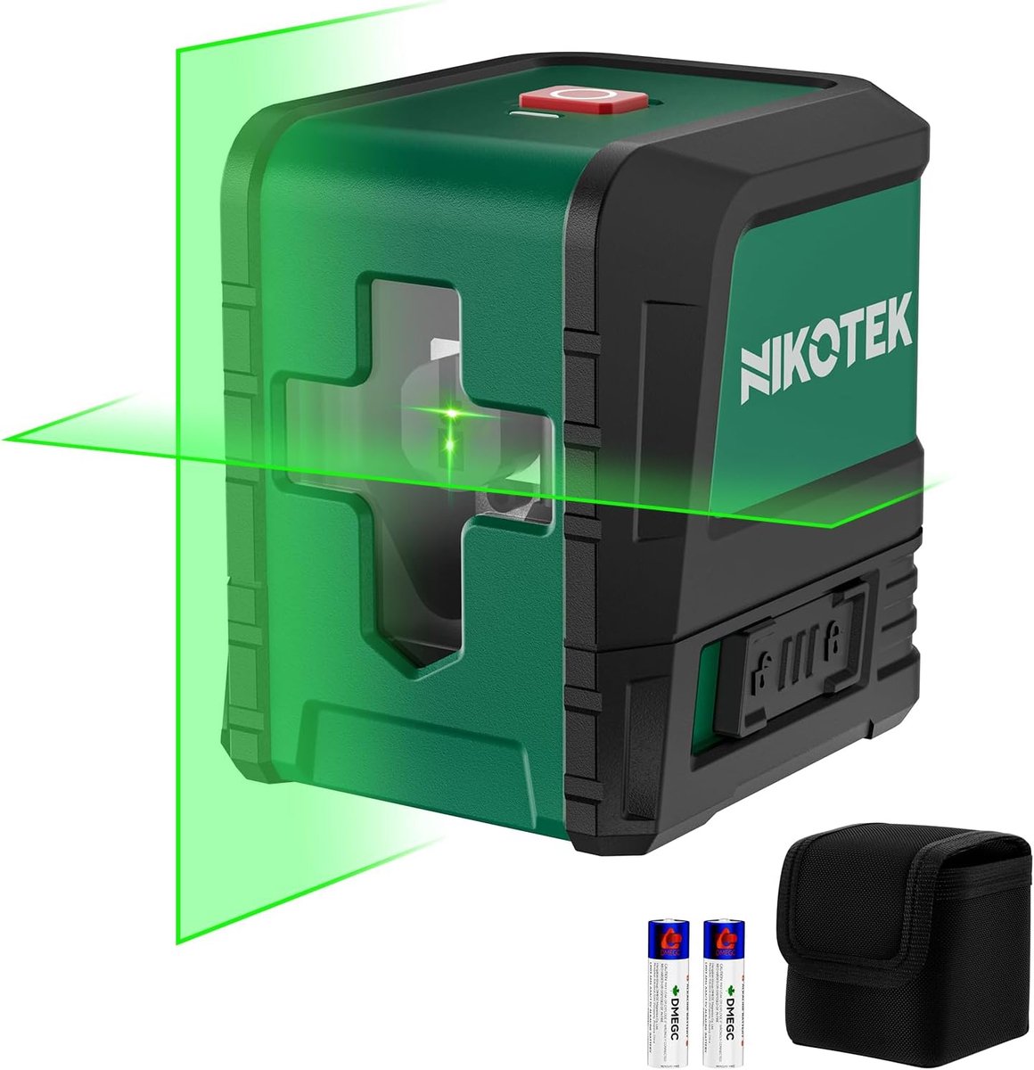 SnelShoppen - Laser Level Groen Zelfnivellerend Kruislijnlaser IP54 Waterdicht en Stofdicht met Accu en Draagtas - Horizontale en Verticale Laser voor