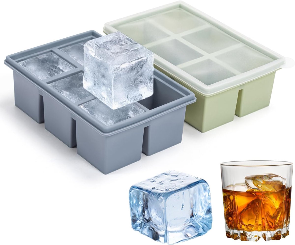 SnelShoppen - 2 Stuks Grote IJsblokjesvormen met Deksel - Siliconen, BPA-vrij, Vierkant, 5 cm - IJsblokjeshouder voor Bier, Cocktails, Whisky, Vriespo