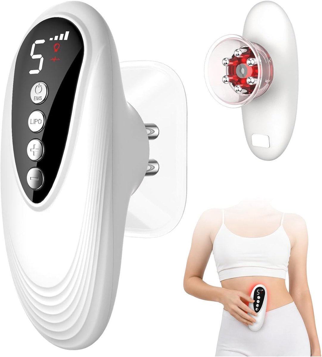 SnelShoppen - 3-In-1 Cupping-Massager voor Lichaamsvorming & Versteviging, Elektrisch Cellulitis-Massager met 5 Intensiteitsniveaus, Ideaal voor Buik,