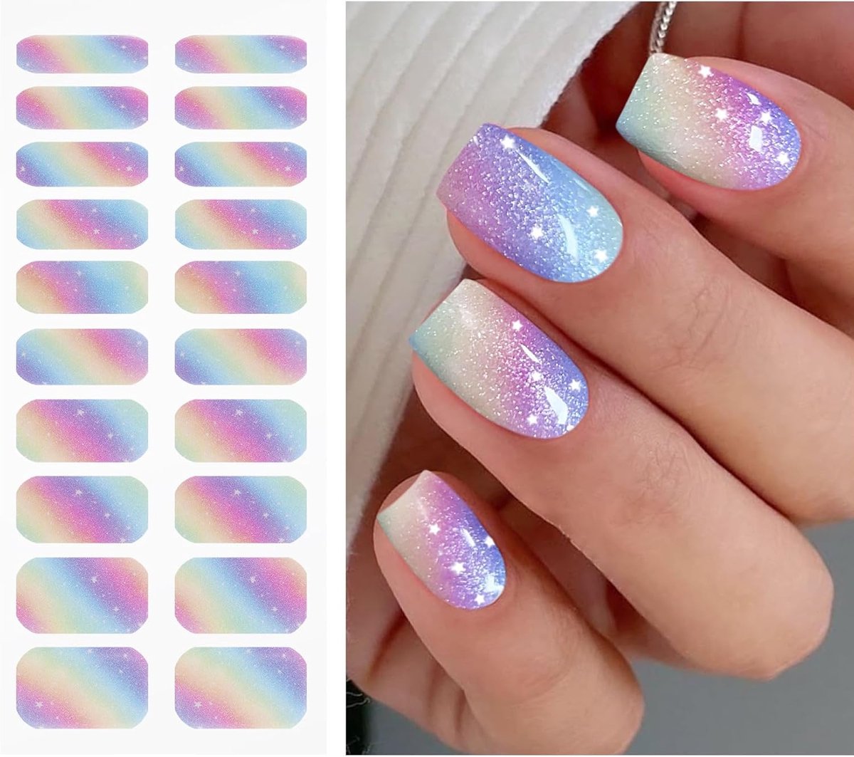 SnelShoppen - Regenboog Glitter Nagelfolie UV Gel Nail Art Sticker - Zelfklevende Nagelstickers voor Nagel Decoratie - Perfect voor Feesten en Special