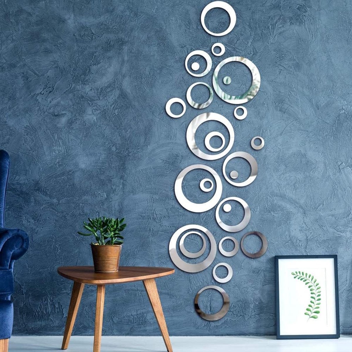 SnelShoppen - Ronde Spiegelstickers, Verwijderbare Muur Spiegel Stickers, Zelfklevend, Modern Design voor Woonkamer, Slaapkamer, TV Achtergrond Decora