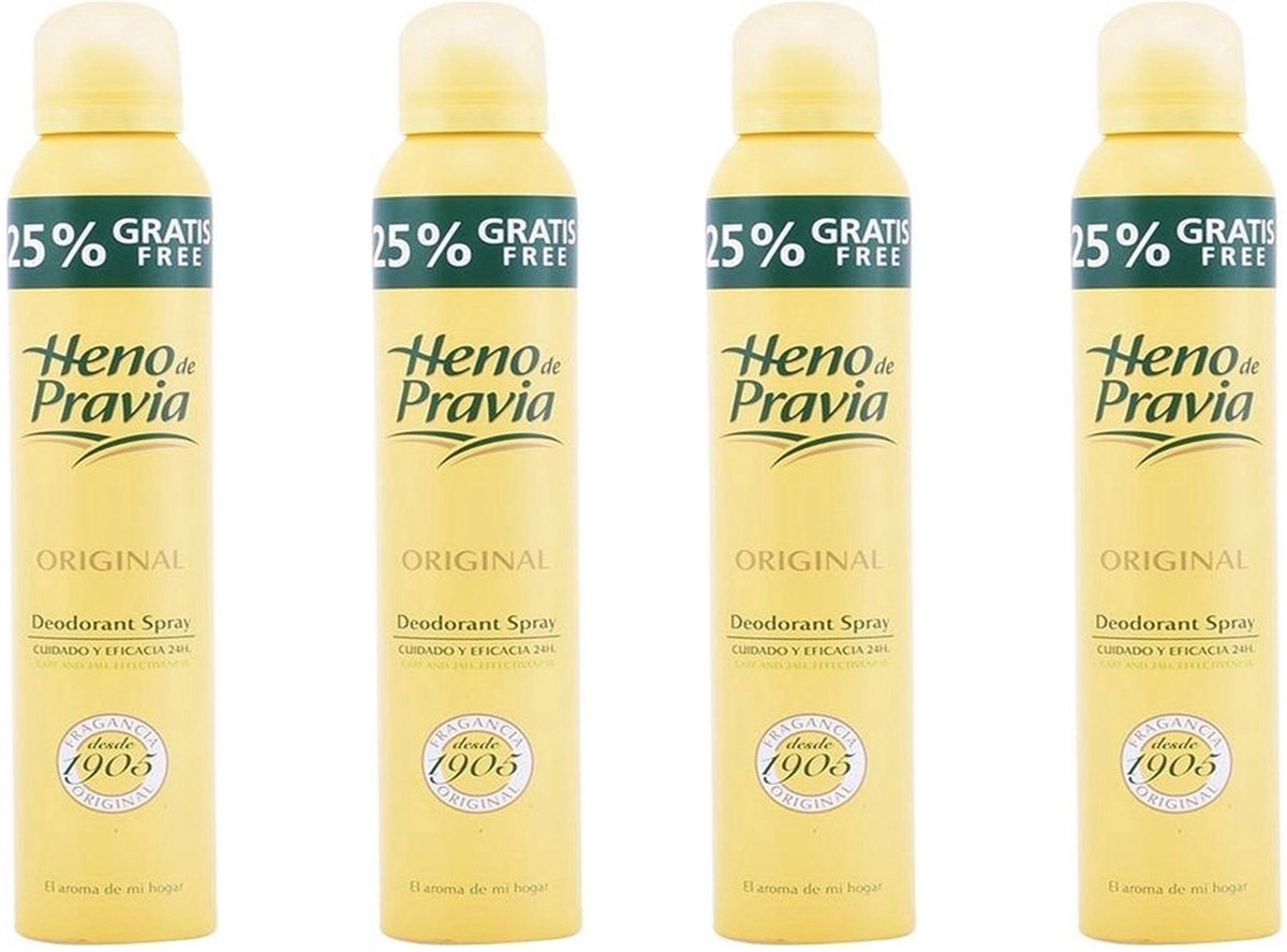 Heno de Pravia spray - 200 ml - Deodorant - 4 st - Voordeelverpakking